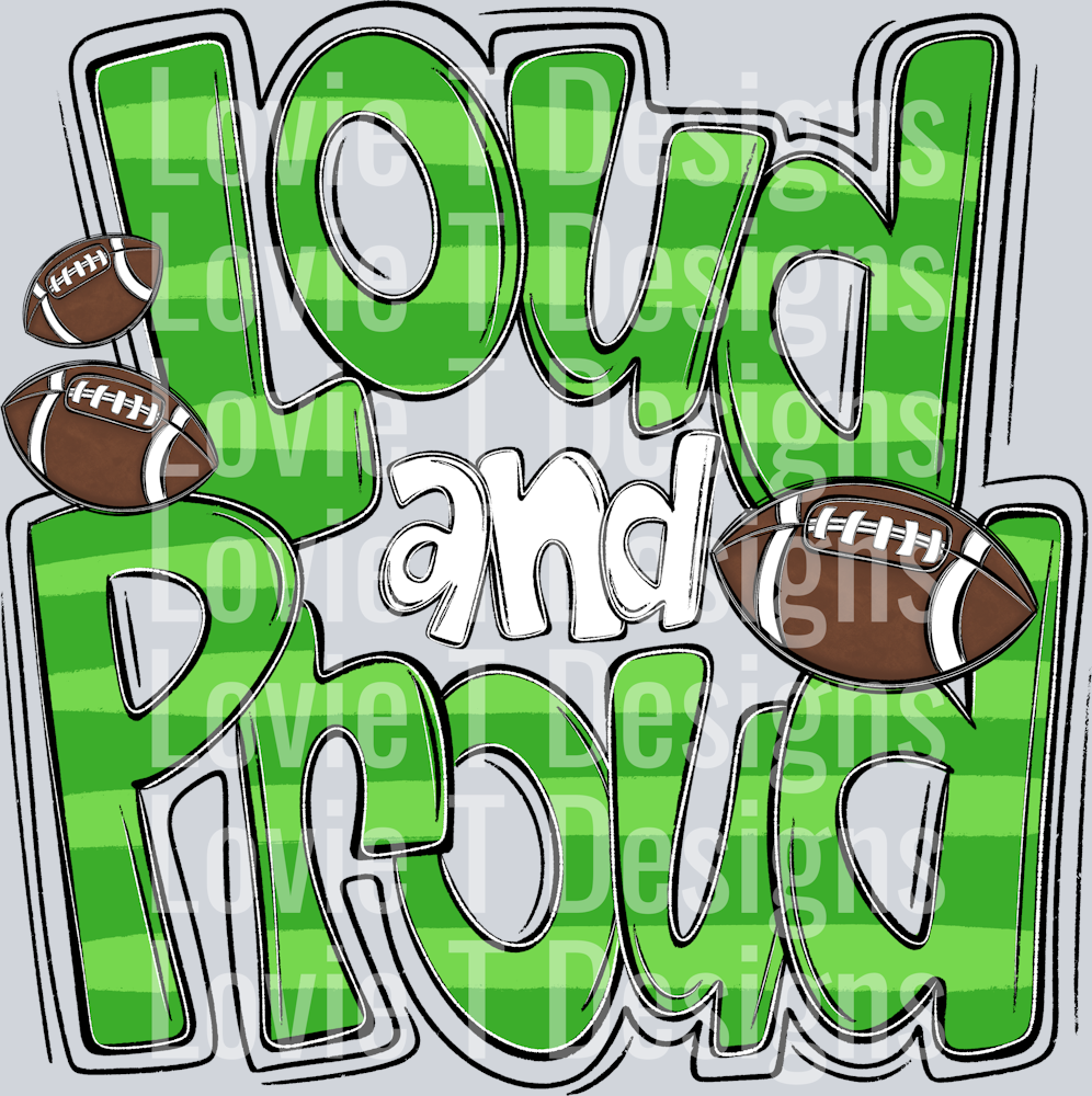 Loud and Proud Doodle Football Lime Green