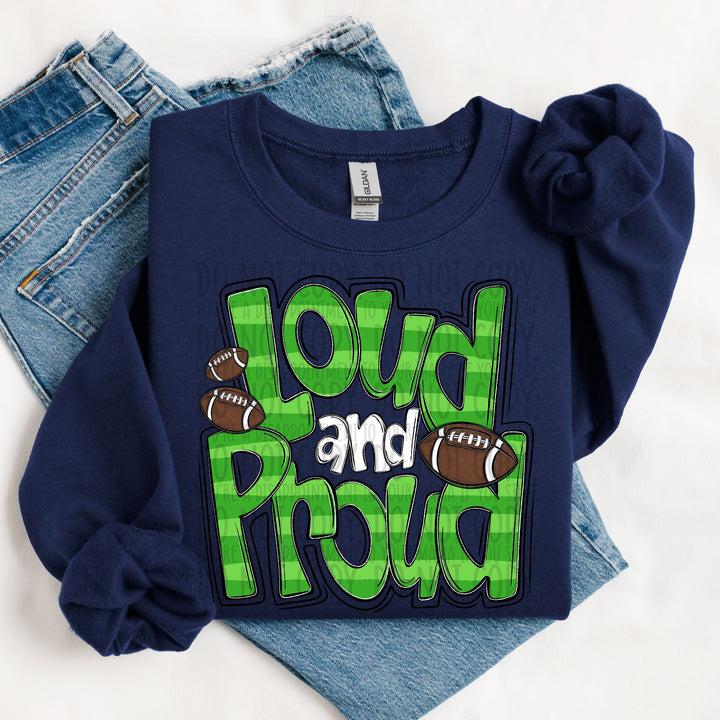 LOUD AND PROUD DOODLE FOOTBALL LIME GREEN