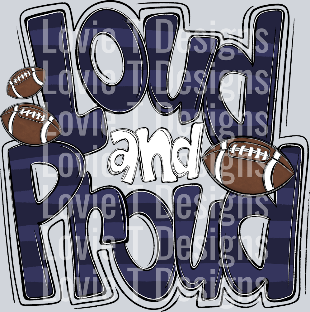 Loud and Proud Doodle Football Navy