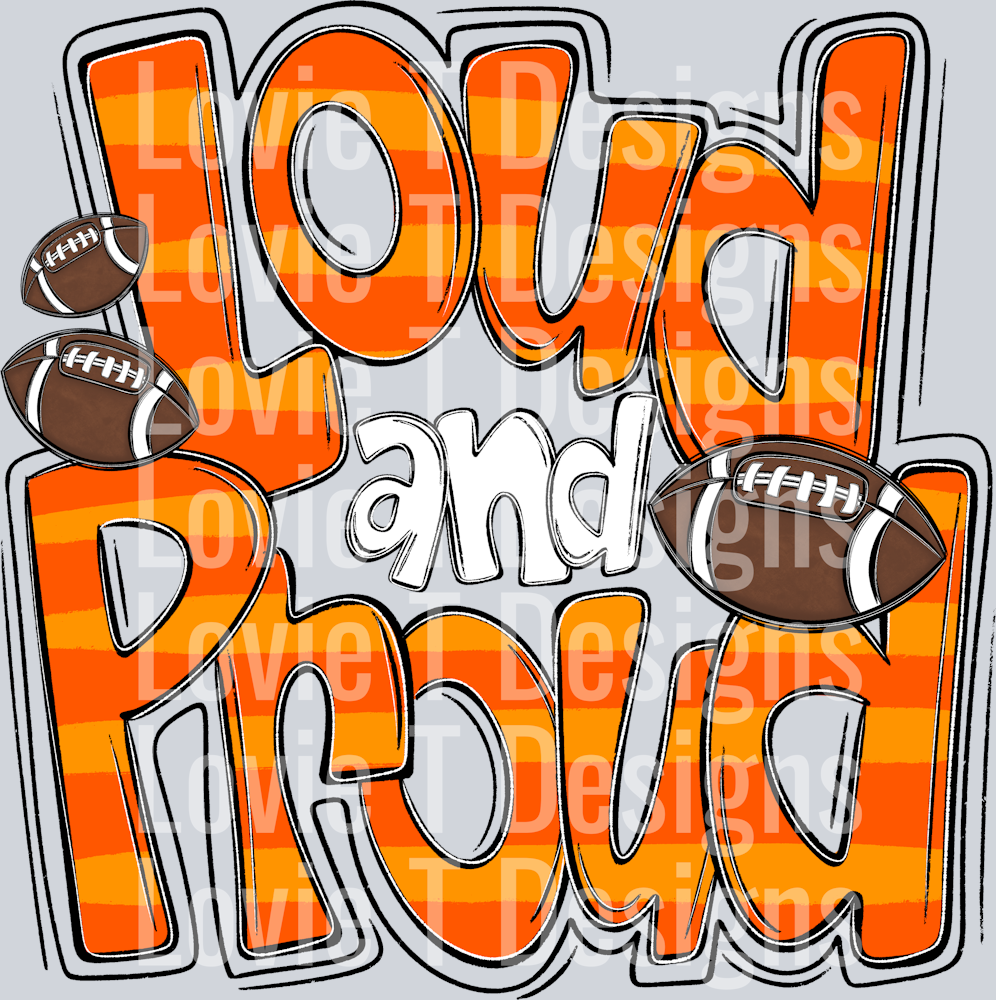 Loud and Proud Doodle Football Orange