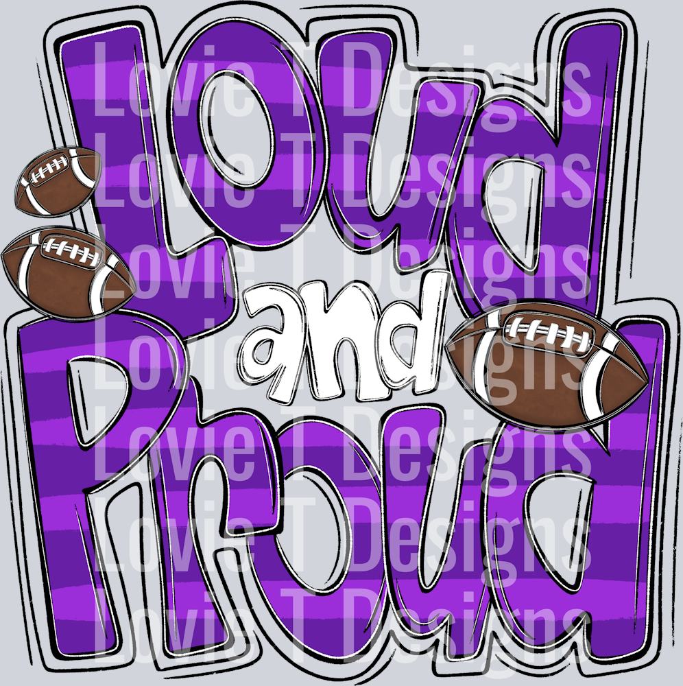 Loud and Proud Doodle Football Purple