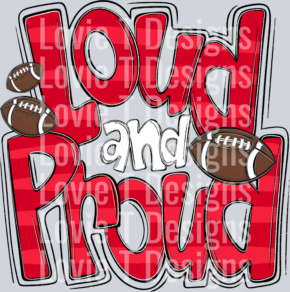 Loud and Proud Doodle Football Red