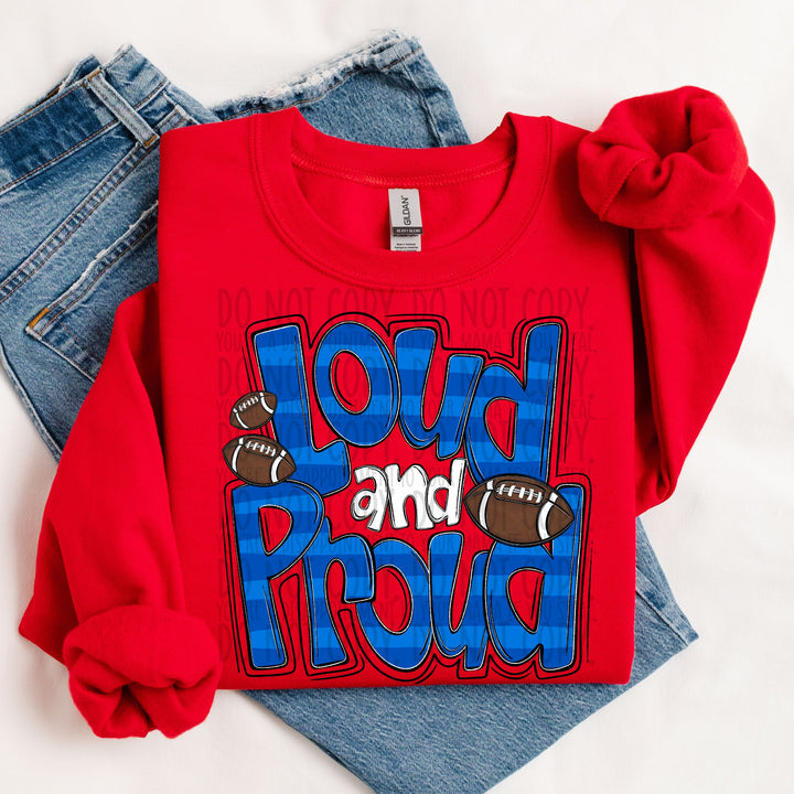 LOUD AND PROUD DOODLE FOOTBALL ROYAL BLUE