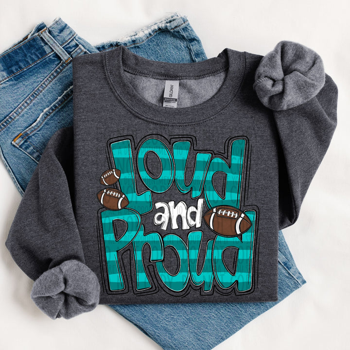 LOUD AND PROUD DOODLE FOOTBALL TEAL