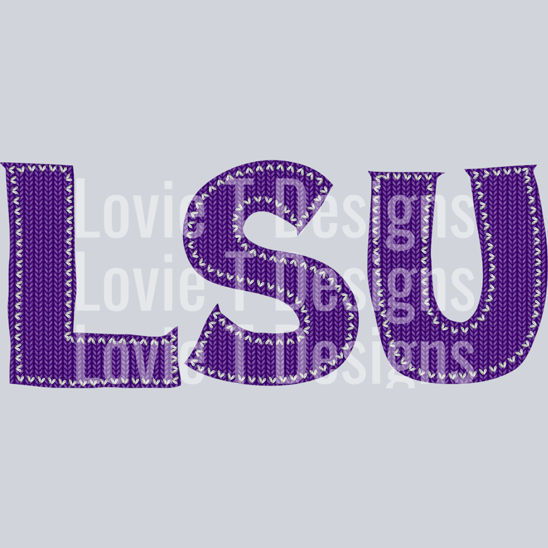 Lsu Knitted Stitched Patch Purple – DTF Transfer