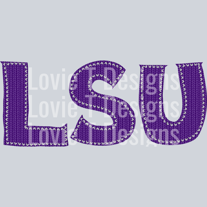 Lsu Knitted Stitched Patch Purple – DTF Transfer