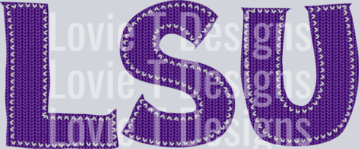 LSU Knitted Stitched Patch Purple