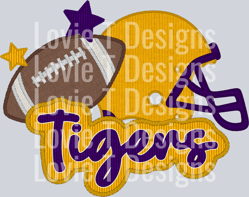 LSU Tigers Helmet and Football Faux Applique