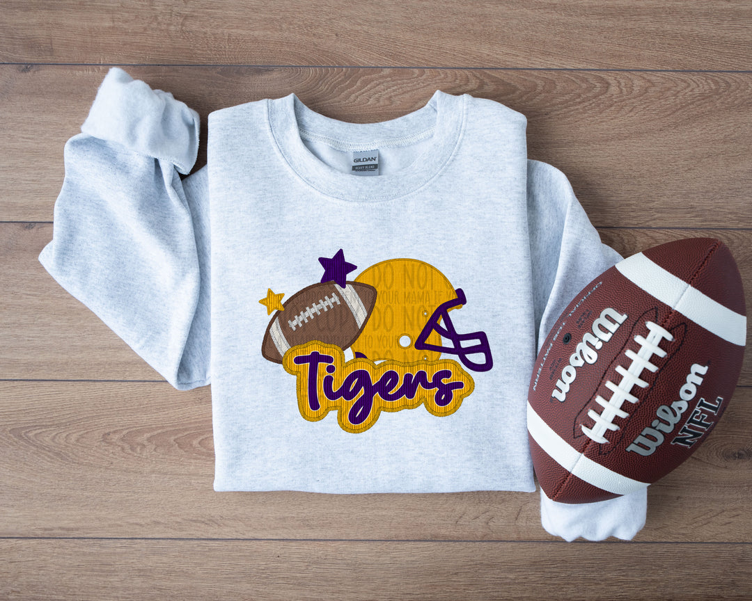 LSU TIGERS HELMET AND FOOTBALL FAUX APPLIQUE
