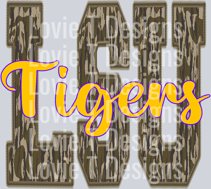 _LSU Woodland Camo Initials