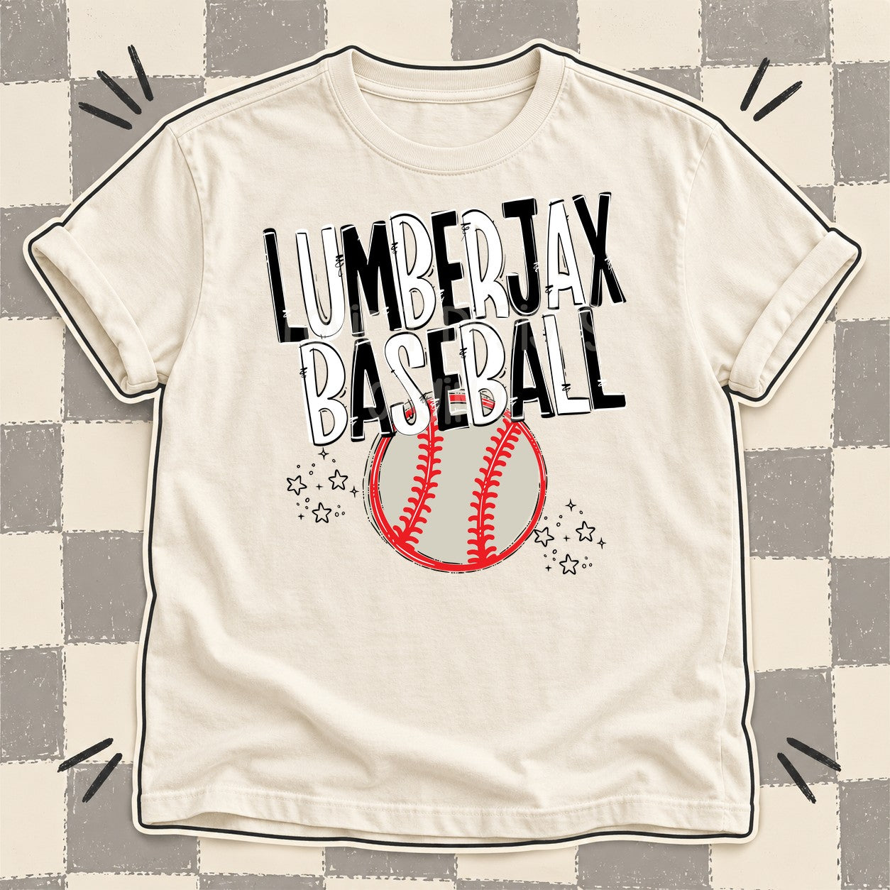 Team Go Baseball Mascots Lumberjax Black White design