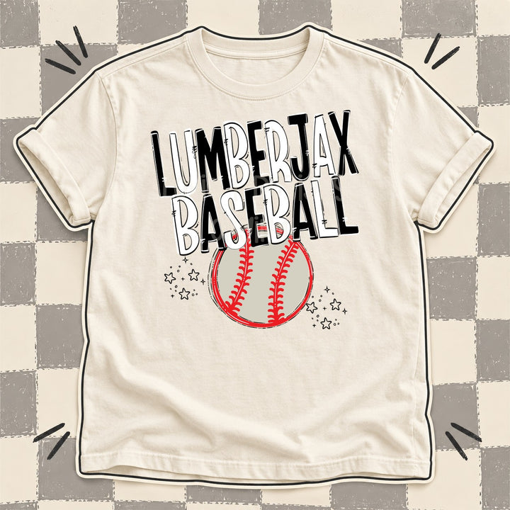 Lumberjax Black White Team Go Baseball Mascots DTF transfer mockup
