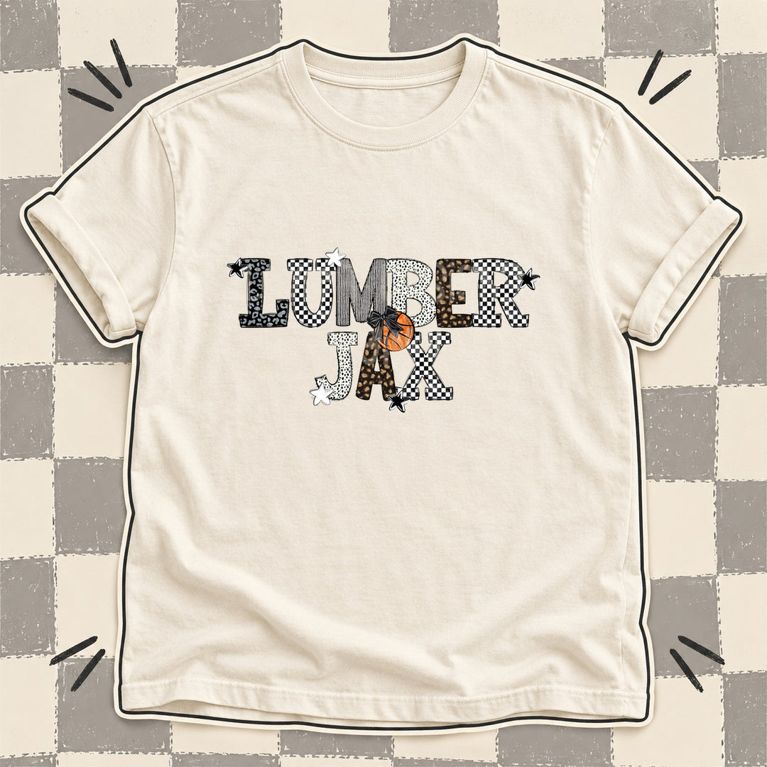 Lumberjax Black White Mixed Doodle Basketball Mascots – Mascot Colors DTF transfer mockup