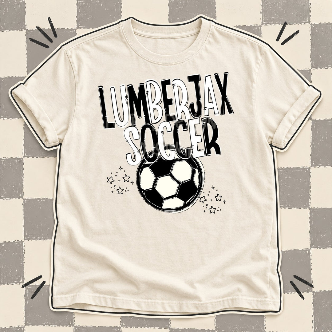 Lumberjax Black White Team Go Soccer Mascots DTF transfer mockup