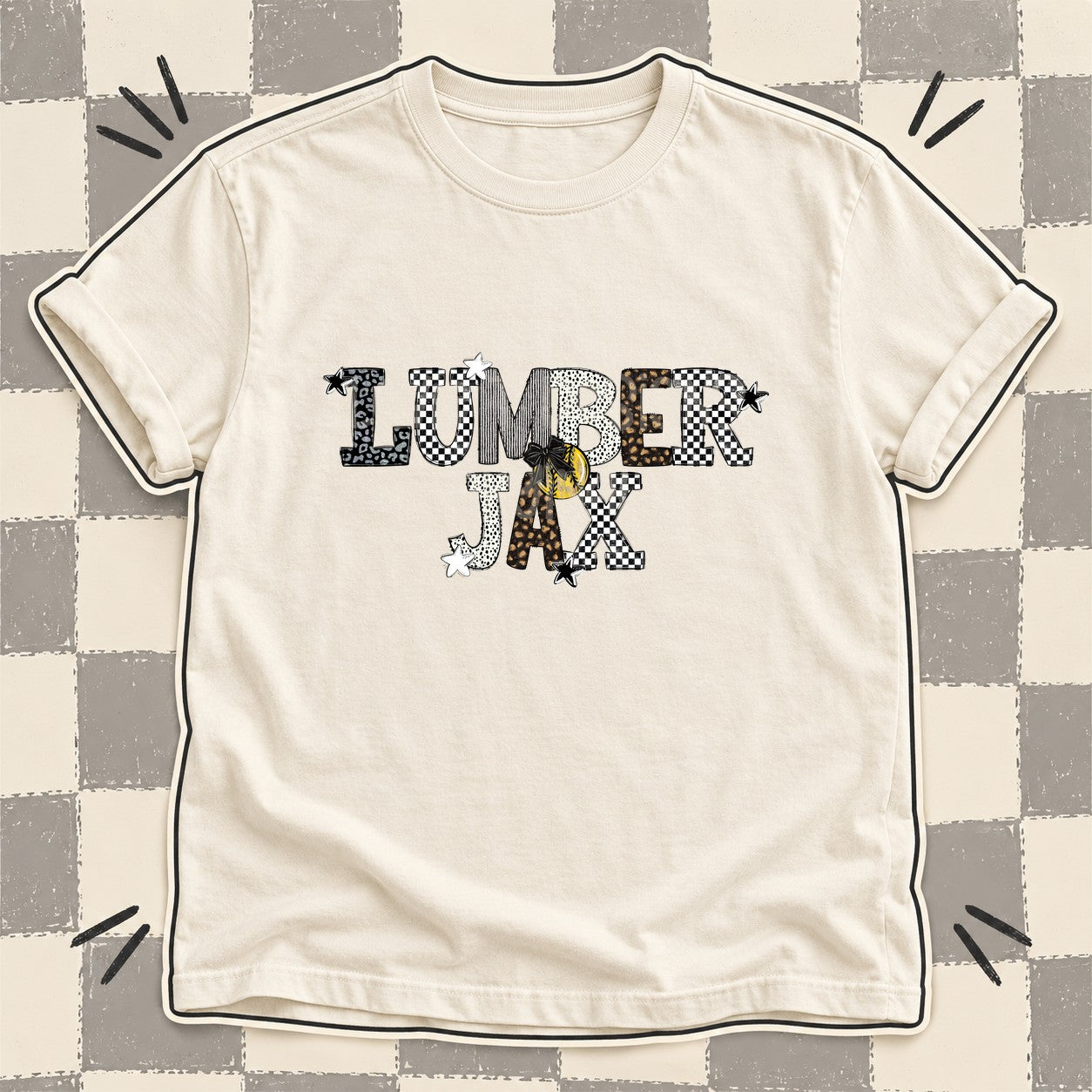 Mixed Doodle Softball Mascots – Mascot Colors Lumberjax Black White design