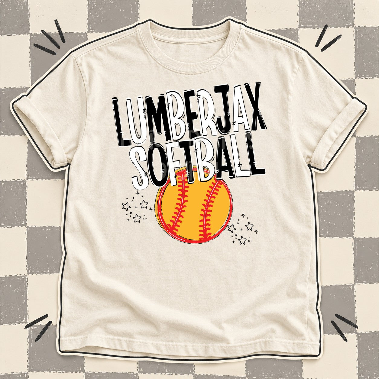 Team Go Softball Mascots Lumberjax Black White design