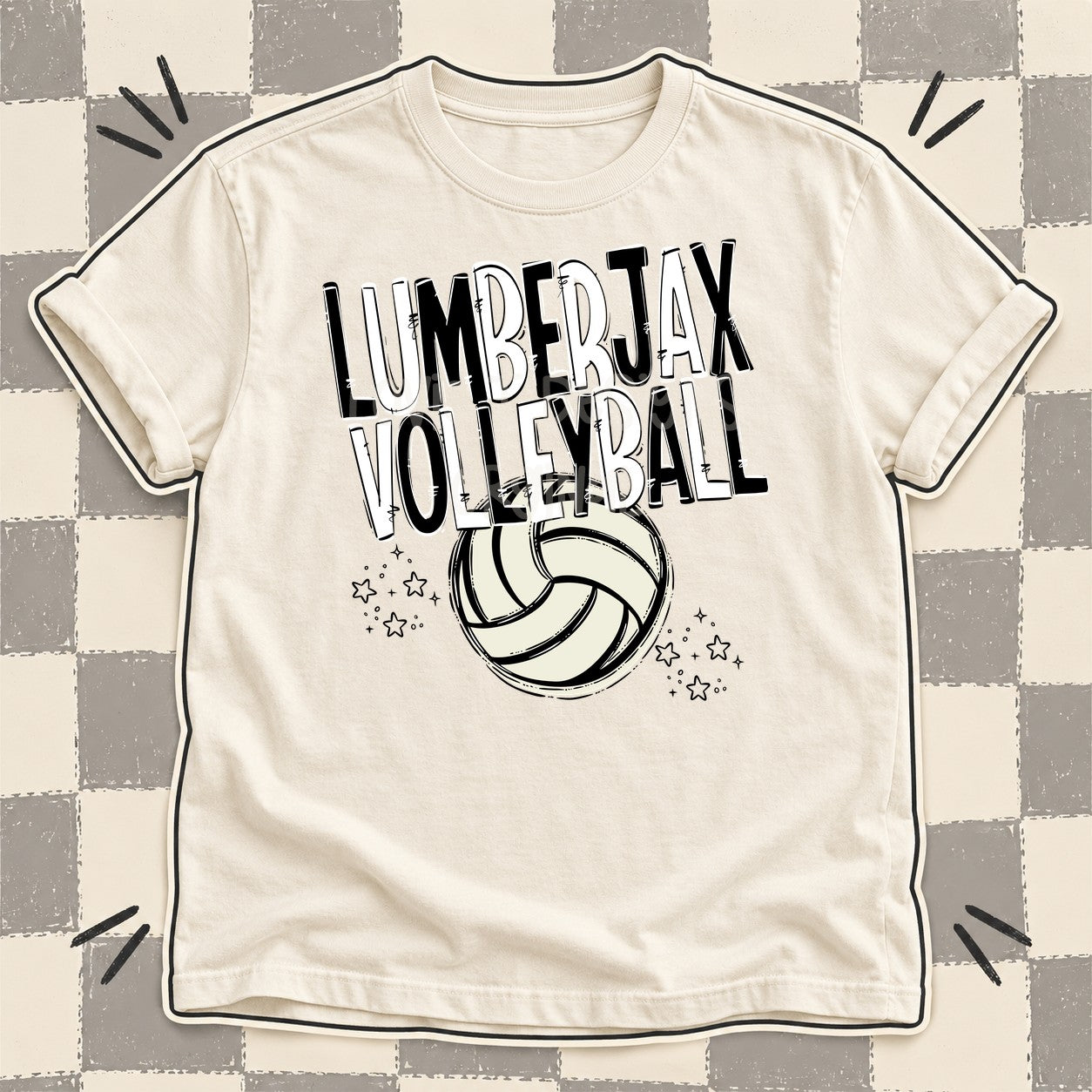Team Go Volleyball Mascots Lumberjax Black White design