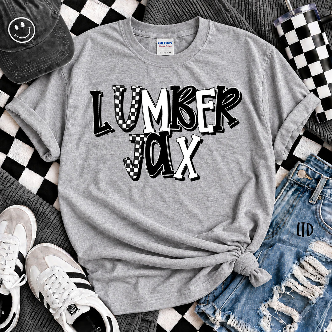 Lumberjax Black White Dot Dot Check Mix Mascots DTF transfer mockup