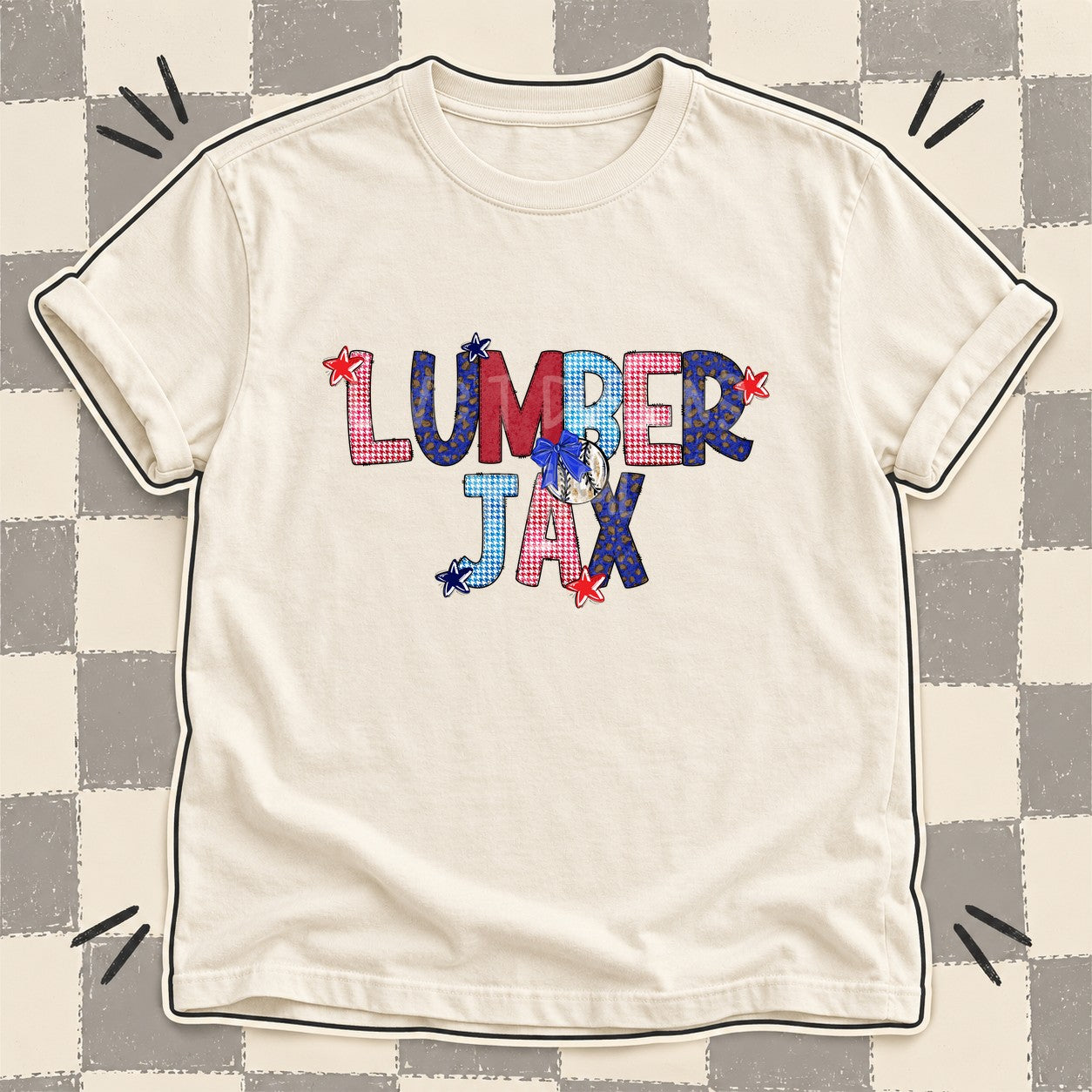 Mixed Doodle Baseball Mascots – Red and Royal Lumberjax design