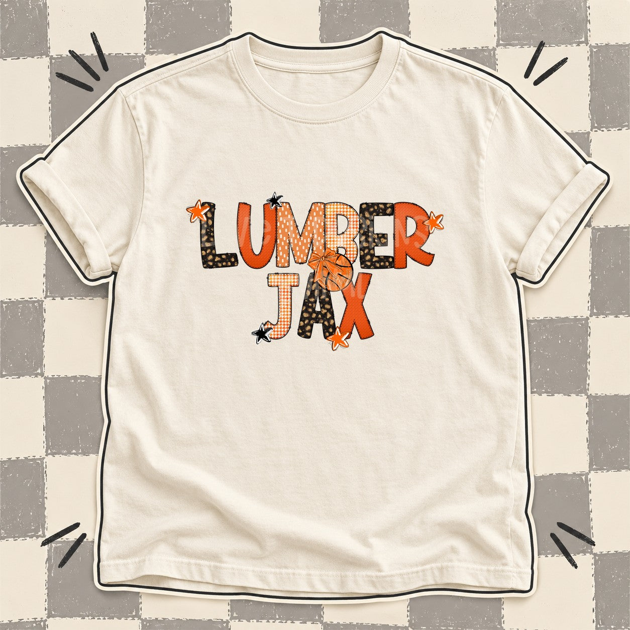 Mixed Doodle Basketball Mascots – Leopard Court Lumberjax design