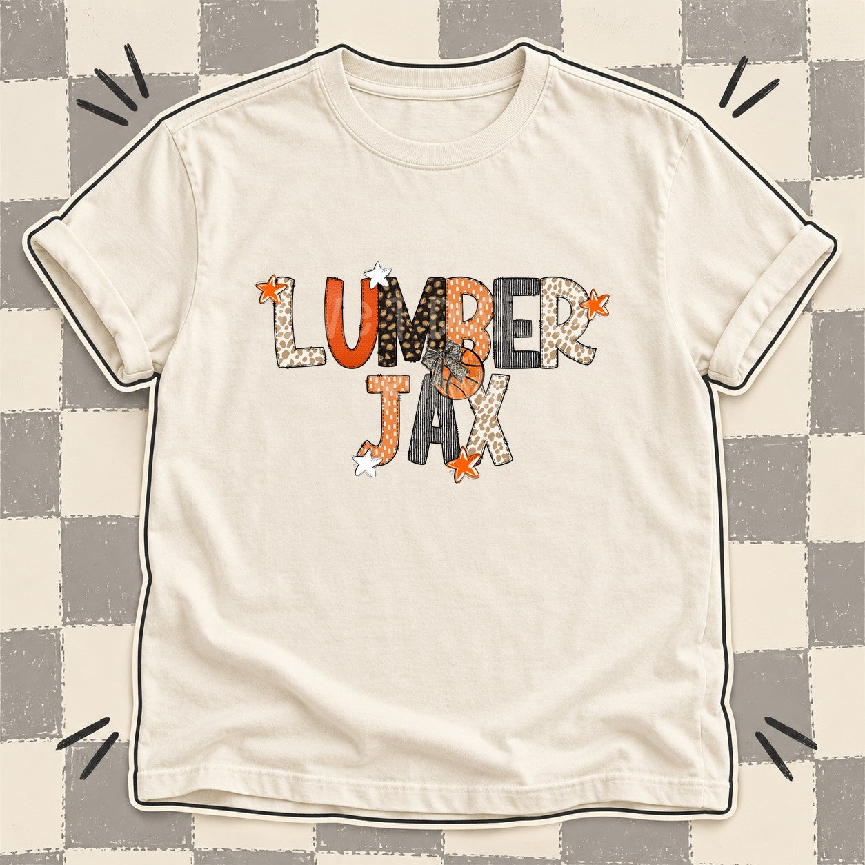 Mixed Doodle Basketball Mascots – Orange and Brown Lumberjax design