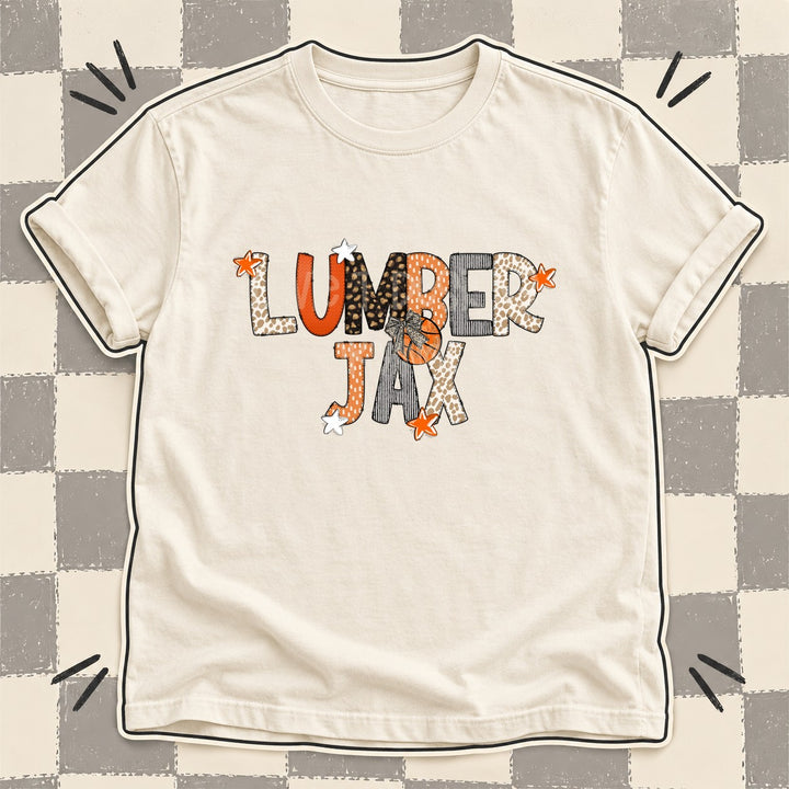 Lumberjax Mixed Doodle Basketball Mascots – Orange and Brown DTF transfer mockup
