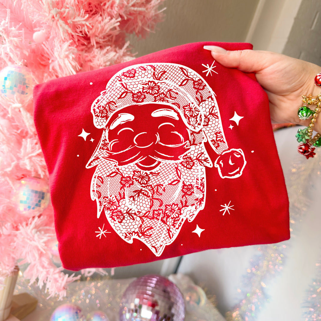 Lace Santa (White) DTF transfer – mockup