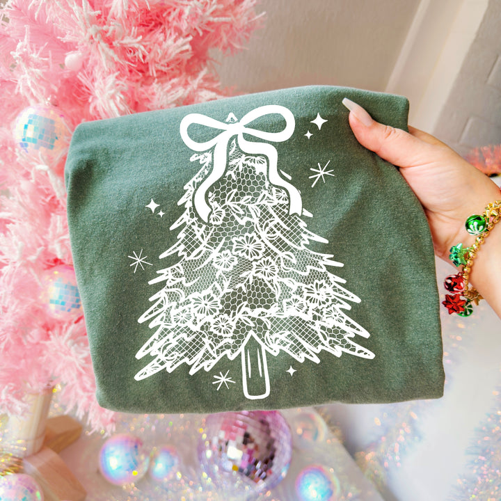 Lace Christmas Tree (White) DTF transfer – mockup