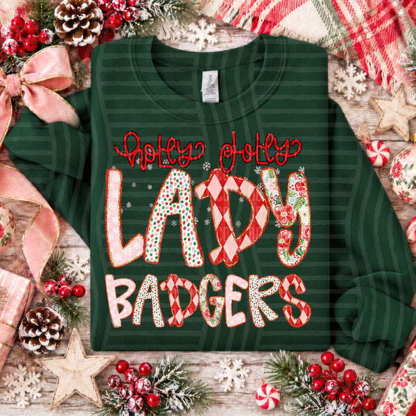 Holly Jolly Confetti Mascots Lady Badgers design