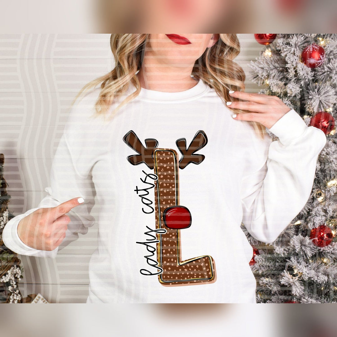 Lady Cats Deer Antler Initial Mascots DTF transfer