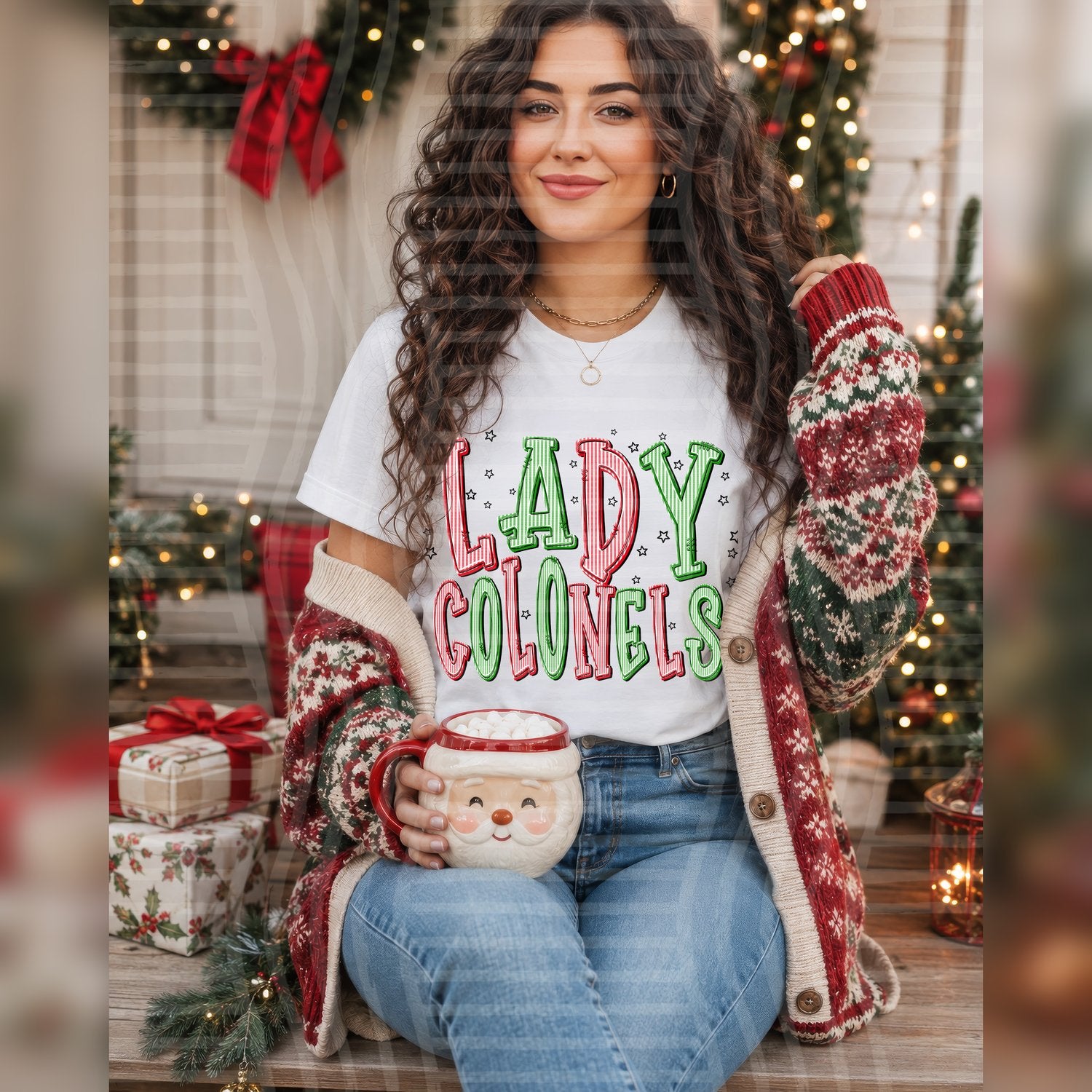 Christmas Seersucker Mascots Lady Colonels design