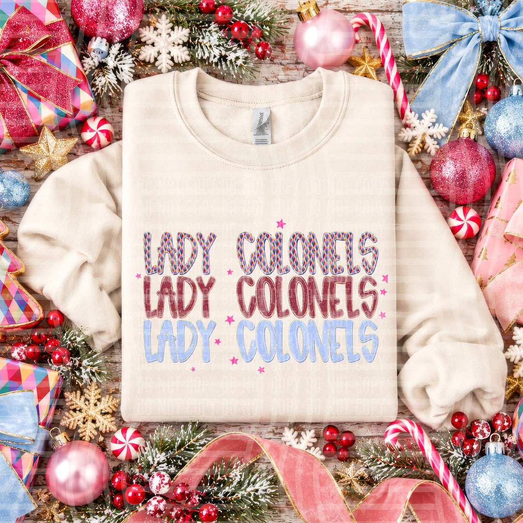 Lady Colonels Jingle Jumble Stacked Mascots DTF transfer