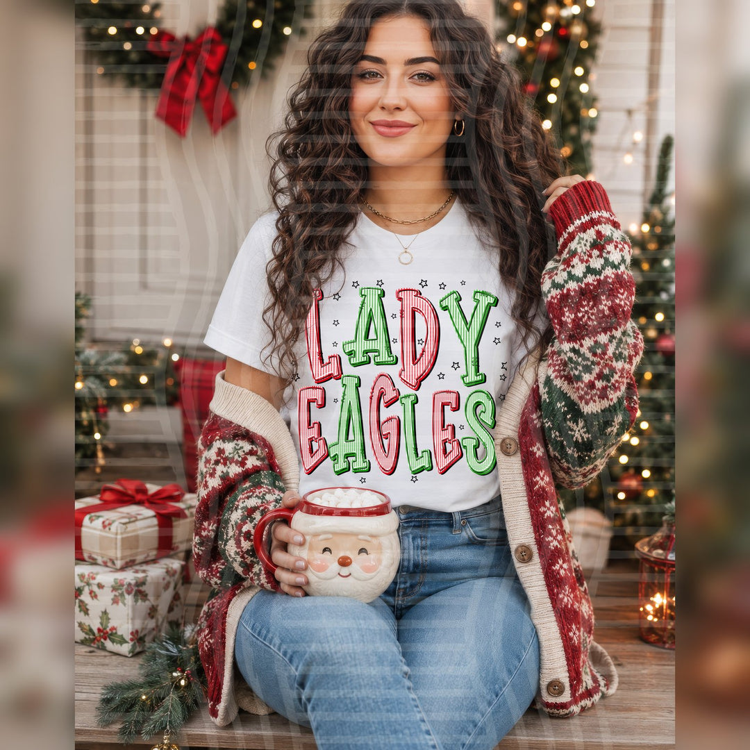 Lady Eagles Christmas Seersucker Mascots DTF transfer