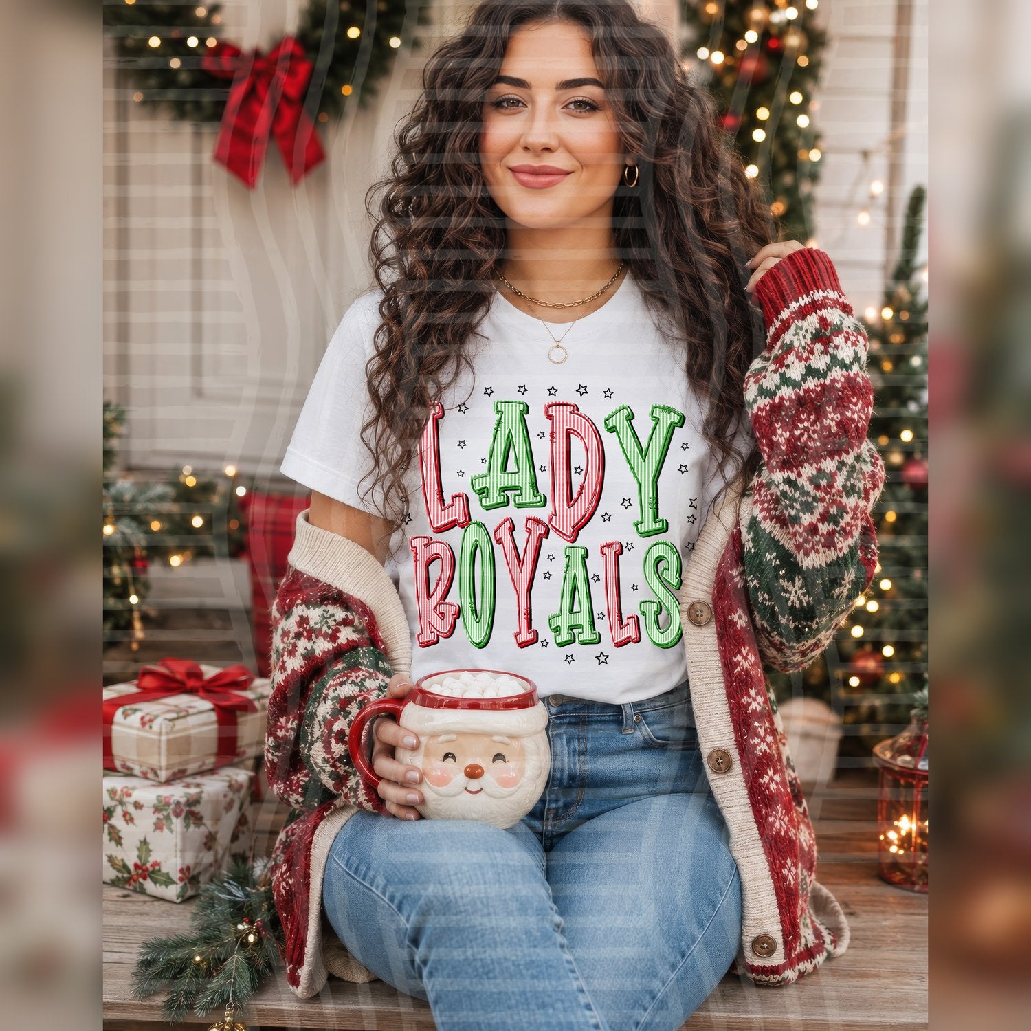 Christmas Seersucker Mascots Lady Royals design
