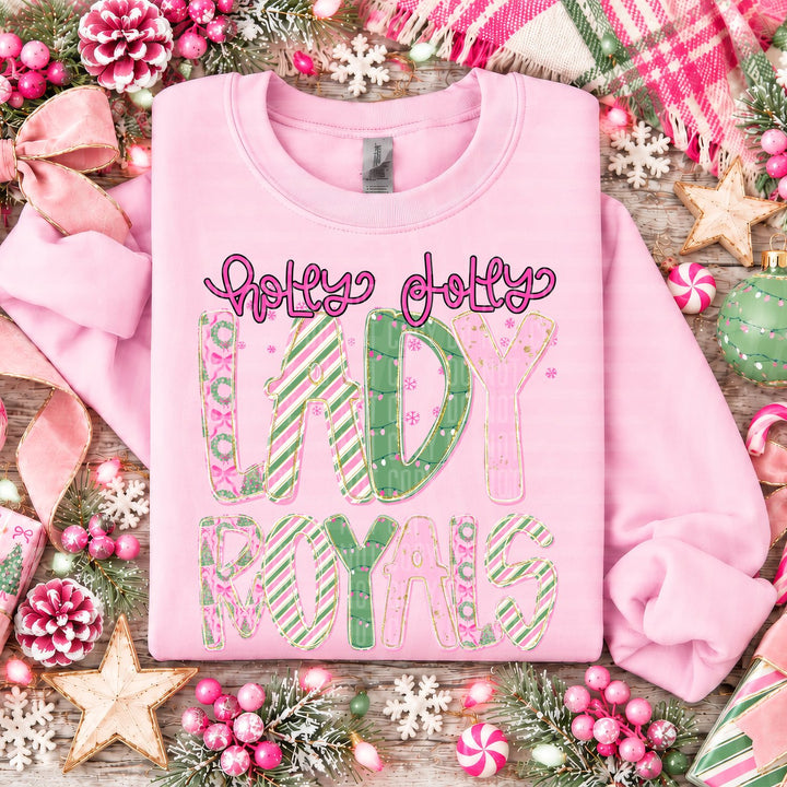 Lady Royals Holly Jolly Mistletoe Magic Mascots DTF transfer