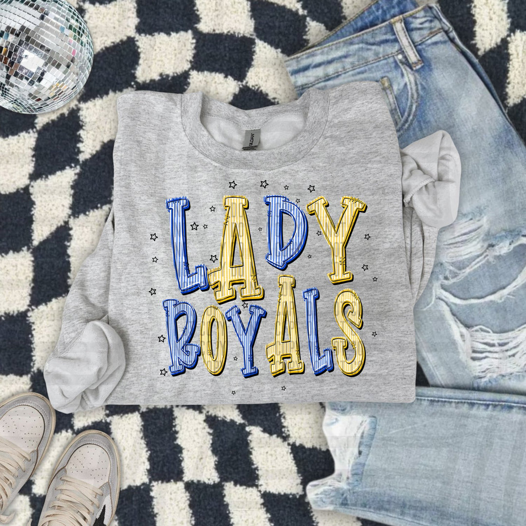 Lady Royals Seersucker Chic Two Color Mascots DTF transfer
