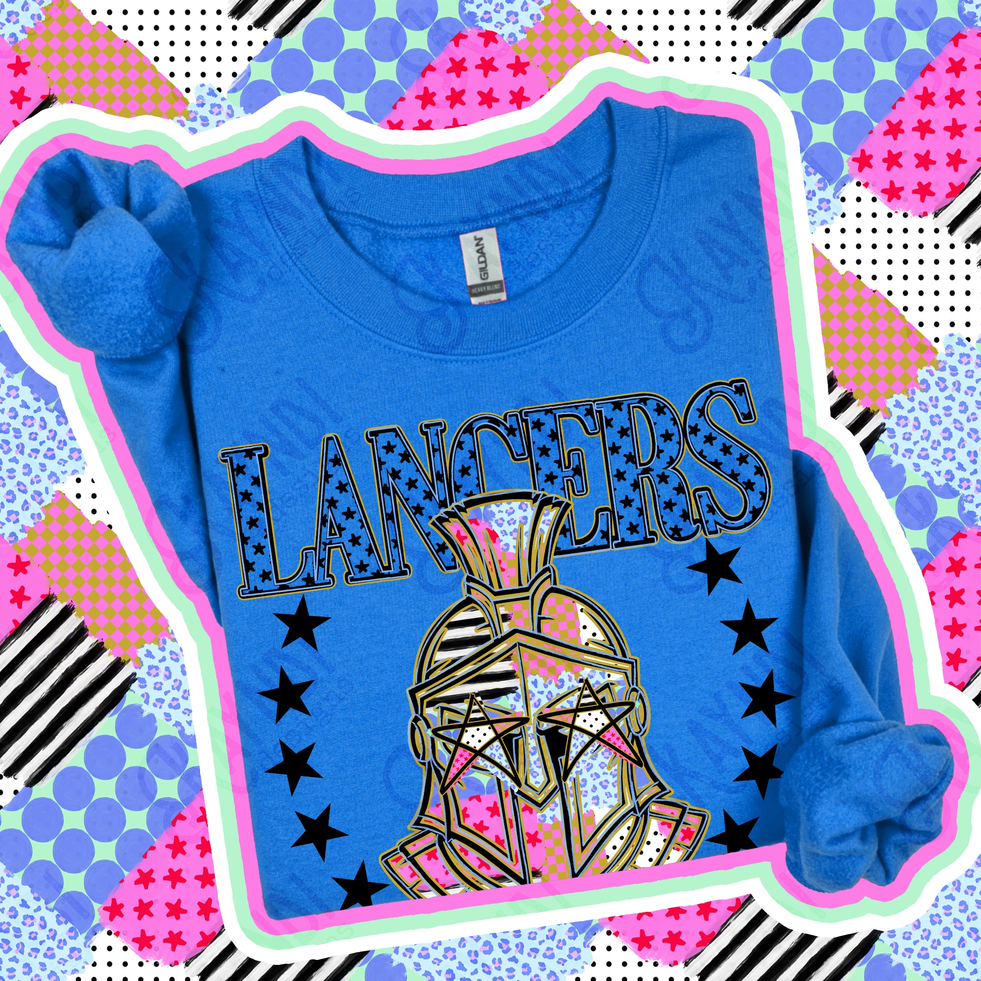 Patchwork Varsity Stars Mascots Lancers design
