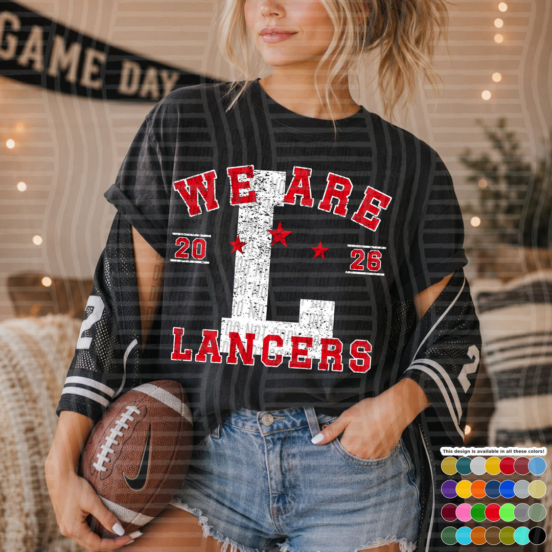 Lancers Varsity Initials White Outline Mascots DTF transfer