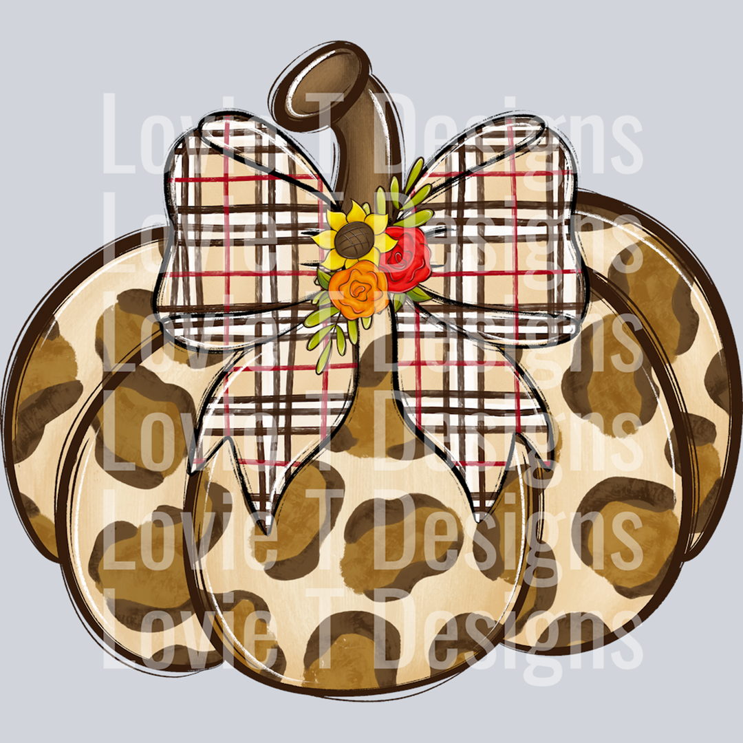 Leopard Pumpkin with Bow – DTF Transfer – product image