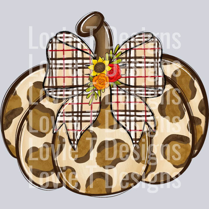 Leopard Pumpkin with Bow – DTF Transfer – product image