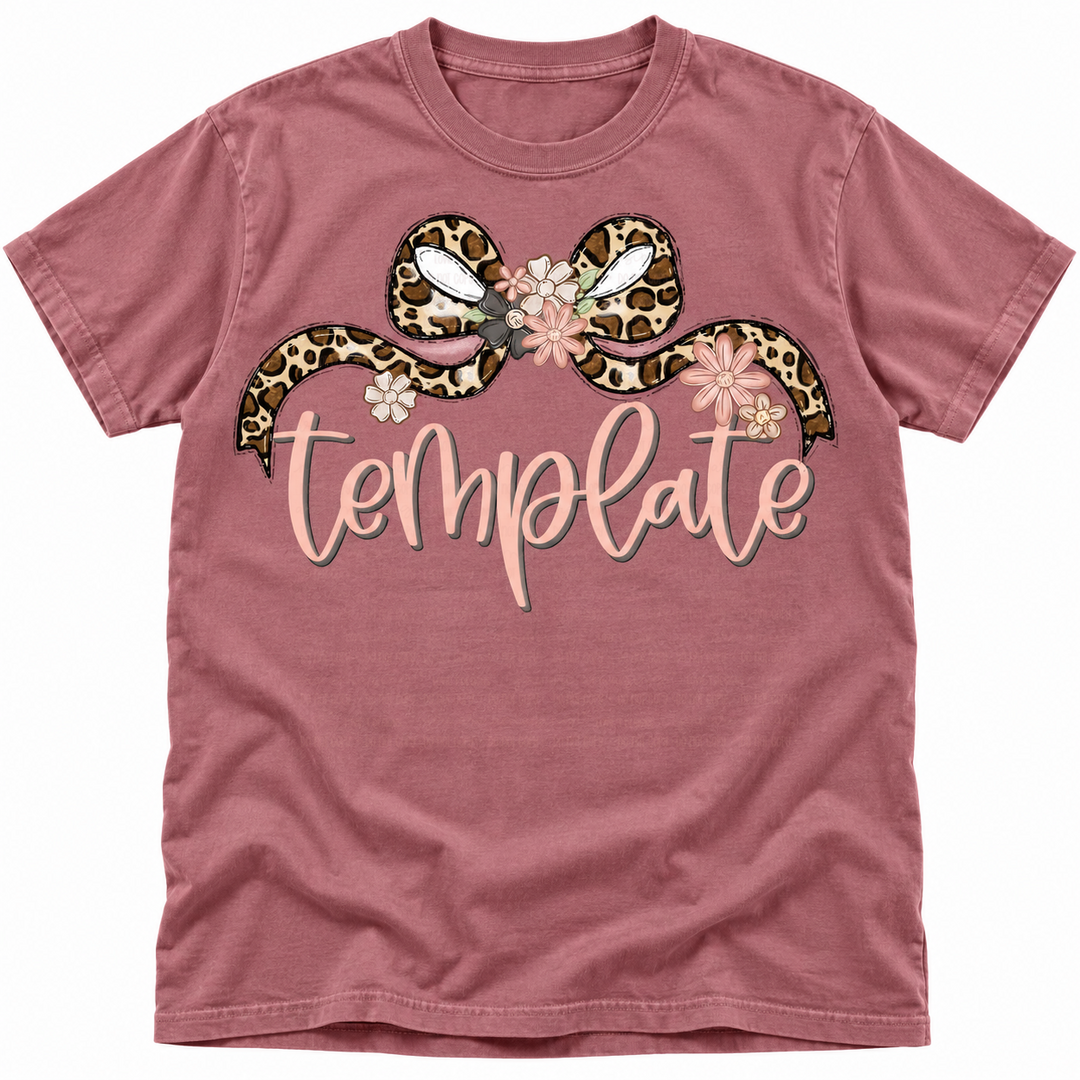 Leopard Bow with Flowers customizable DTF transfer mockup
