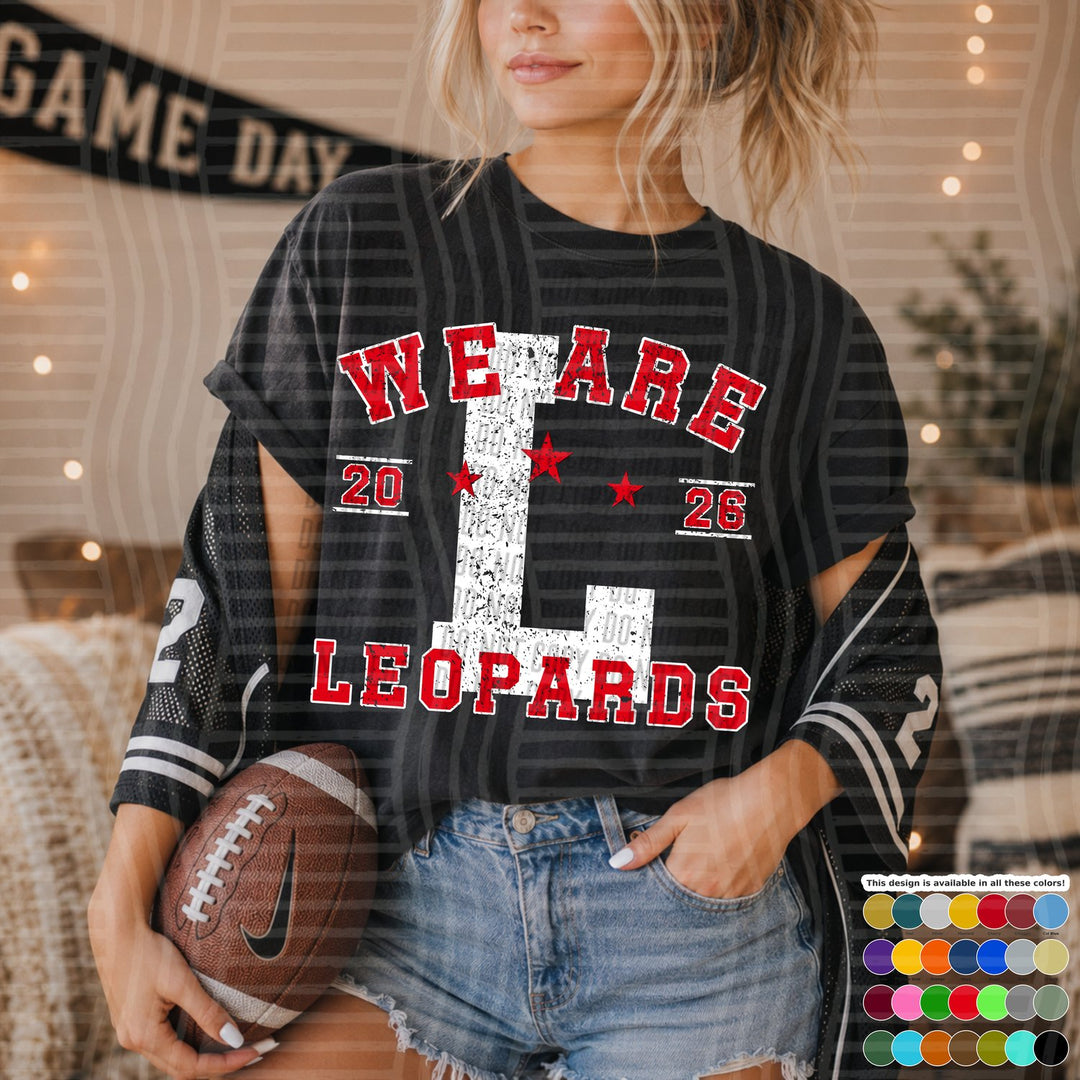 Leopards Varsity Initials White Outline Mascots DTF transfer