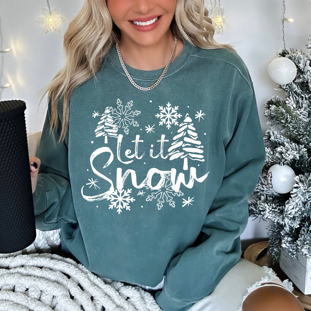 Let It Snow Trees (White) DTF transfer – mockup