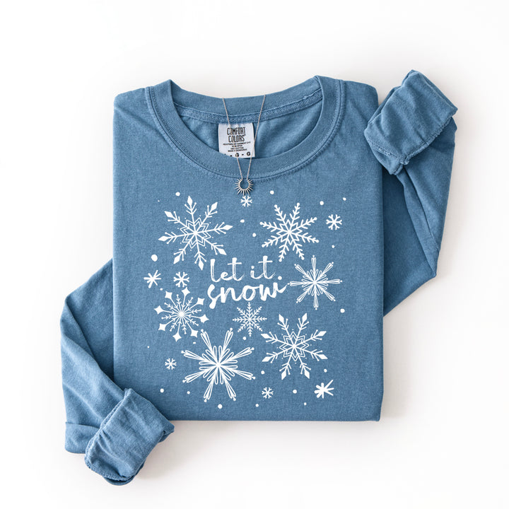Let It Snow Snowflakes (White) DTF transfer – mockup