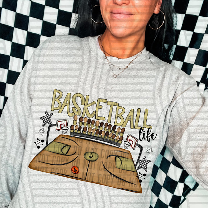 Light Gold Basketball Life DTF transfer