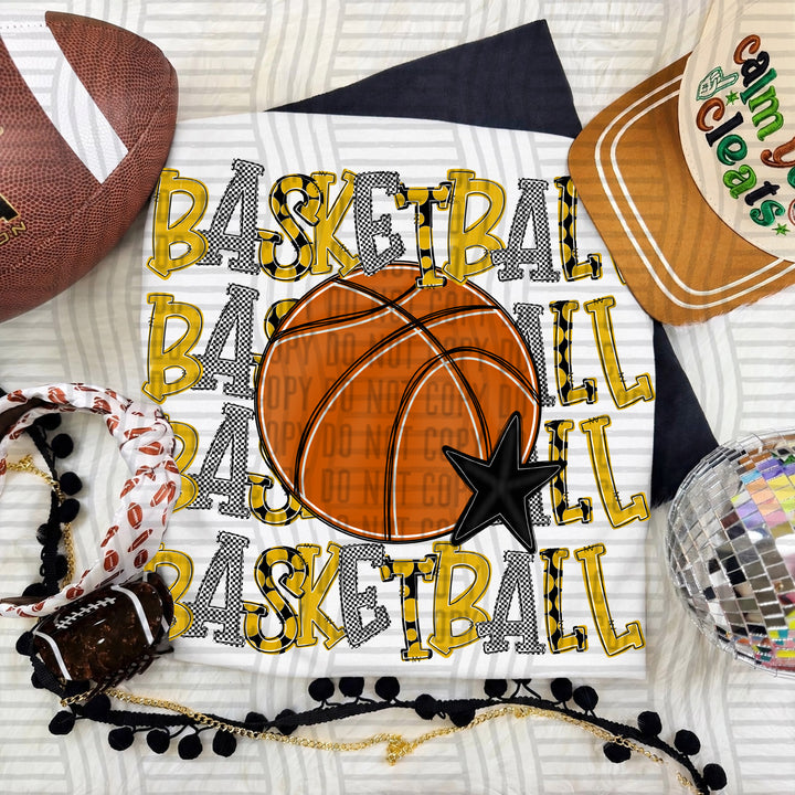 Quad Stacked Basketball – DTF Transfer