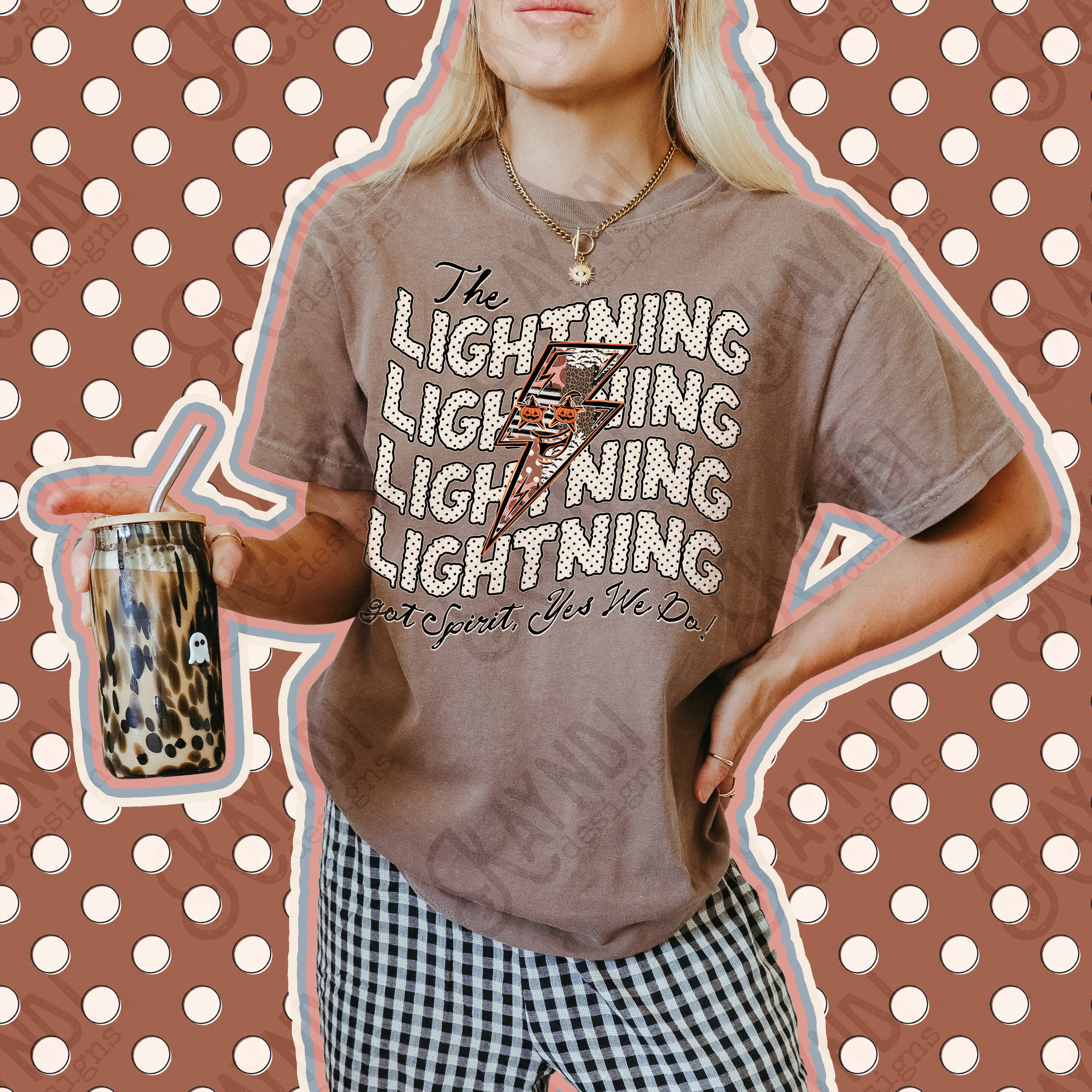 Patchwork Pumpkin Spirit Mascots Lightning design