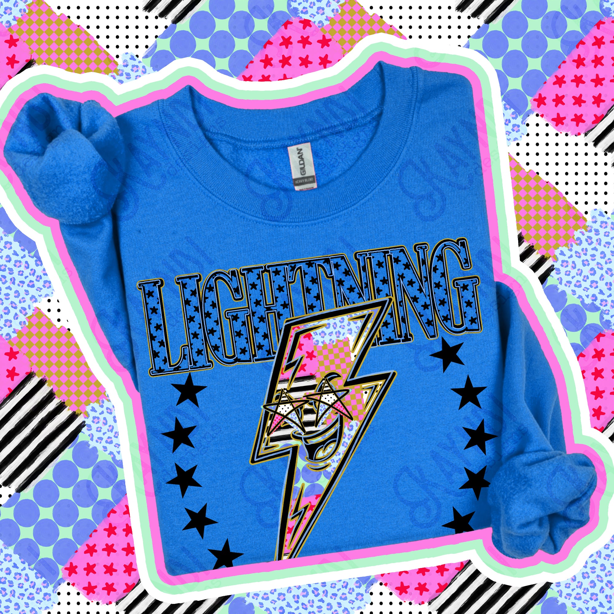Patchwork Varsity Stars Mascots Lightning design