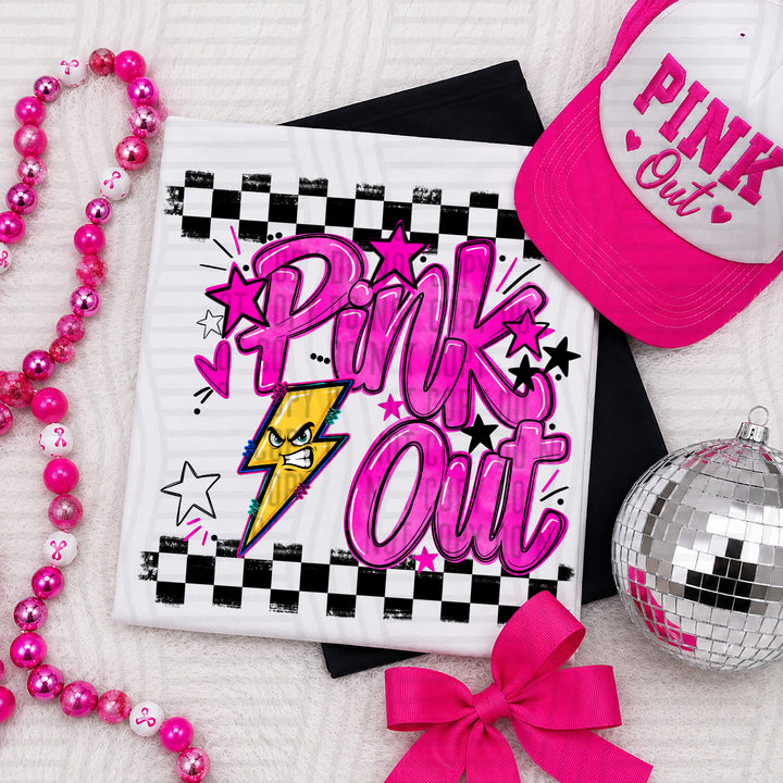 Lightning Pink Out mascot DTF transfer