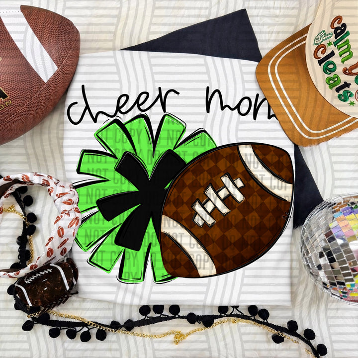 Cheer Mom DTF transfer in Lime & Black